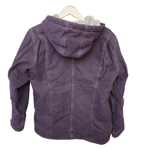Carhartt Sherpa Lined Canvas Hooded Jacket Plum Purple Women's M 8-10 - Picture 6 of 10